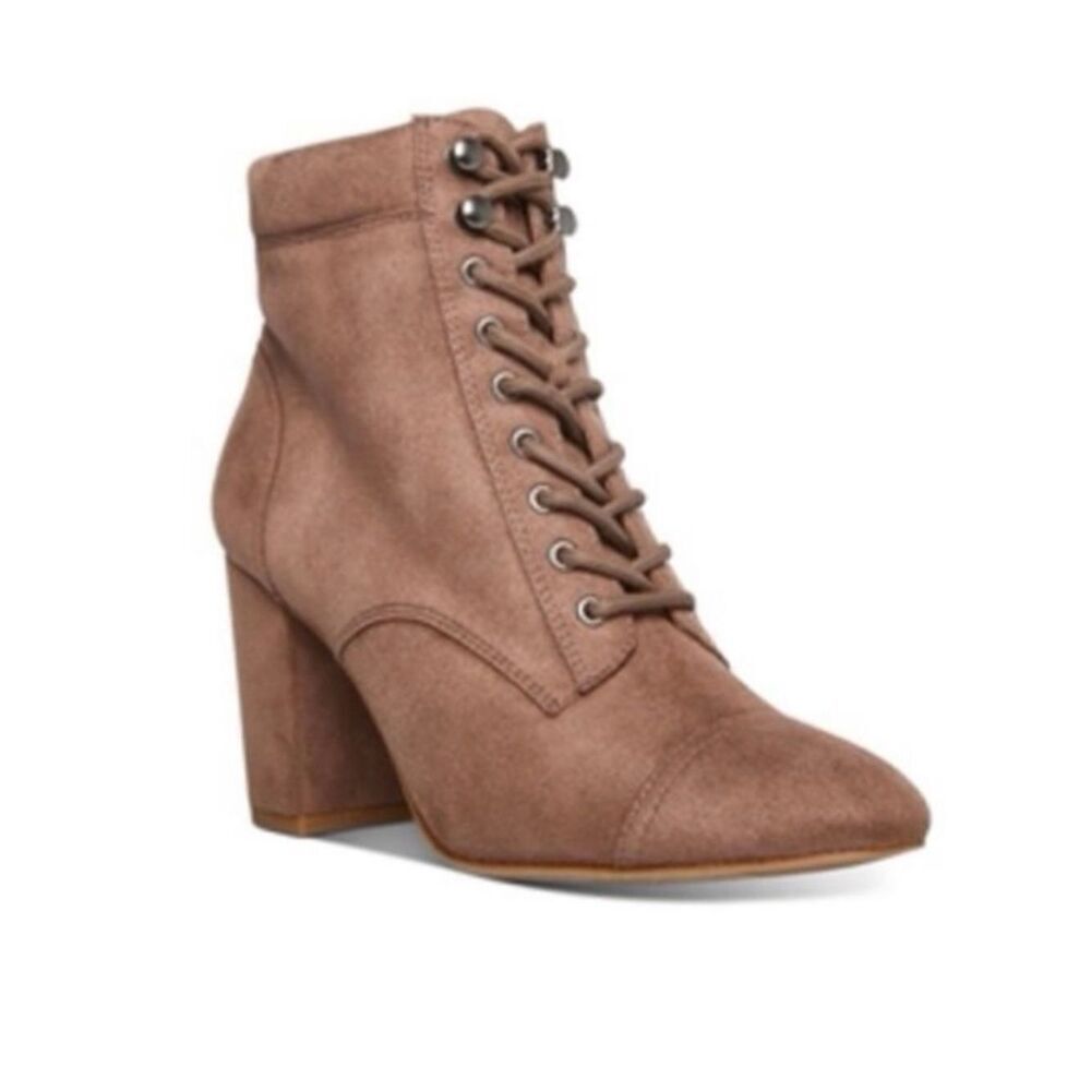 New in Box Madden Girl Sz 10 Justinee Lace-Up Dark Taupe Camel Beige  Booties